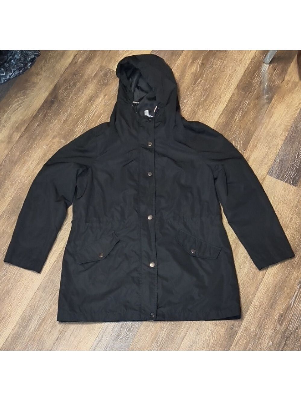 Time and Tru Women's Black Utility Jacket Hood - Picture 2 of 5